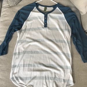 Alternative White and Blue Baseball Henley